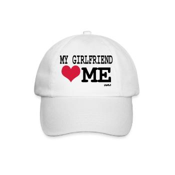 my girlfriend loves me by wam - Baseball Cap - white/white - Front