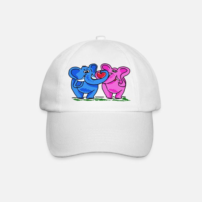 2 Funny cute cute elephants in comic style - Baseball Cap - white/white