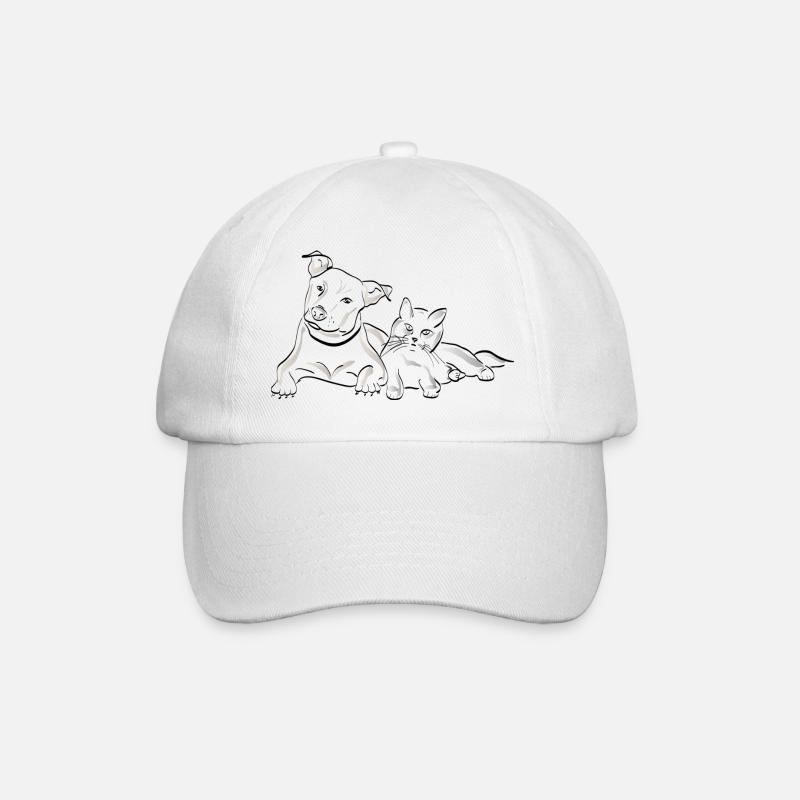 Hund und Katze - Baseballkappe - Weiß/Weiß