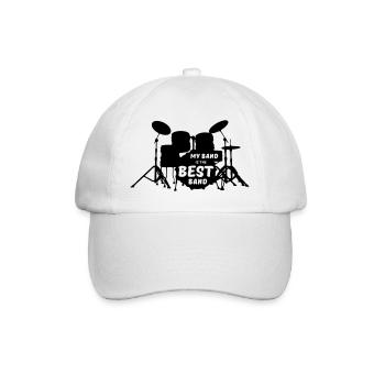 Best Band Musik Musiker Schlagzeug Spruch Geschenk - Baseballkappe - Weiß/Weiß - Vorne