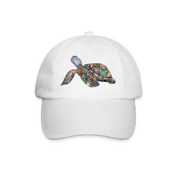 Schildkröte Mosaik - Baseballkappe - Weiß/Weiß - Vorne