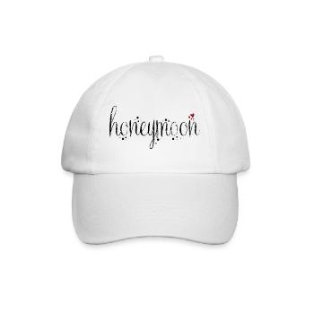 Schriftzug Flitterwochen - mit kleinen Herzen - Baseballkappe - Weiß/Weiß - Vorne