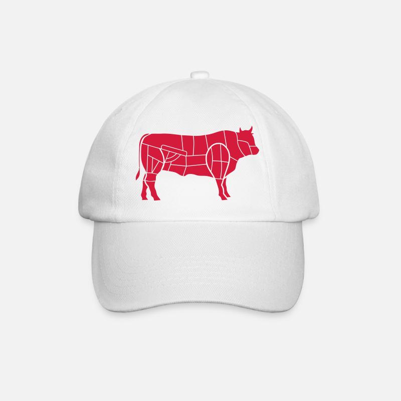 boucher silhouette de bœuf vache viande BBQ grill - Casquette classique - blanc/blanc