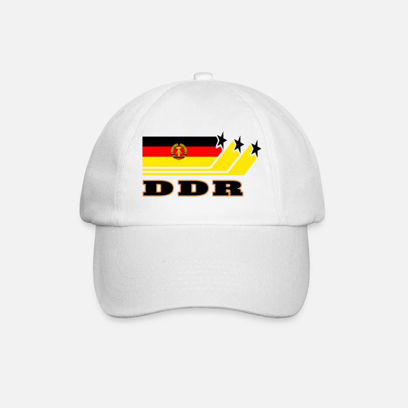 DDR Flaggen Design / Geschenk - Baseballkappe - Weiß/Weiß