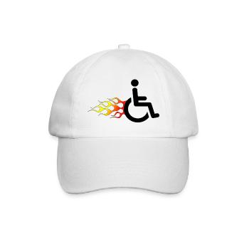 Wheelchair user with flames # - Baseball Cap - white/white - Front