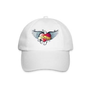 Big heart with wings, Tattoo Style. - Baseball Cap - white/white - Front