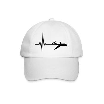 logo pulse frequency heartbeat line airplane airpl - Baseball Cap - white/white - Front