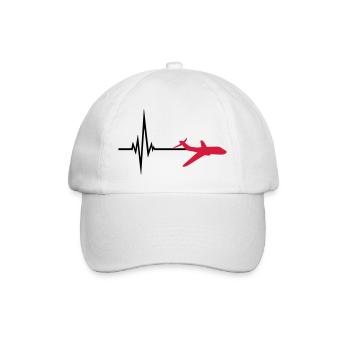 logo pulse frequency heartbeat line airplane airpl - Baseball Cap - white/white - Front