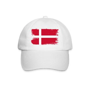 Dänische Flagge Grunge Cross Brush - Baseballkappe - Weiß/Weiß - Vorne