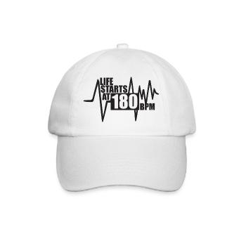 Life starts at 180 BPM - Baseball Cap - white/white - Front