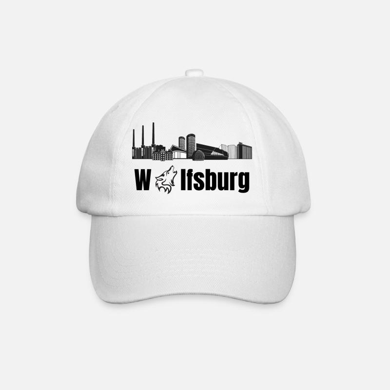 Wolfsburg Fanartikel Wolfsburg Skyline Wölfe Wolf - Baseballkappe - Weiß/Weiß