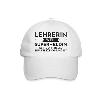 Lehrerin superheldin Geschenk Schule Professor - Baseballkappe - Weiß/Weiß - Vorne