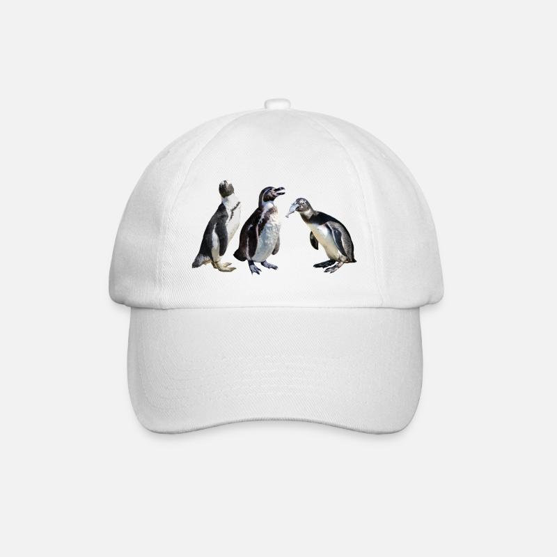 Brillenpinguin, Pinguin mit Fisch, Afrika Tiere - Baseballkappe - Weiß/Weiß
