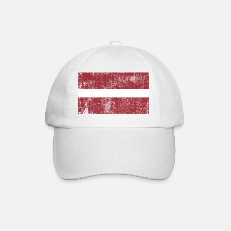 Drapeau de lettonie Drapeau Grunge Retro Vintage - Casquette classique - blanc/blanc