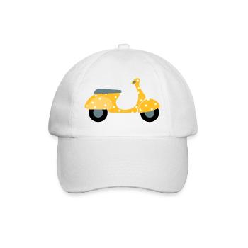 Scooter Dots Yellow Pattern Points Holiday Summer Fun - Baseball Cap - white/white - Front
