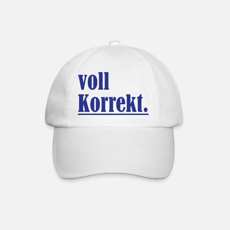 voll Korrekt. - Sprüche - Geschenk - Baseballkappe - Weiß/Weiß