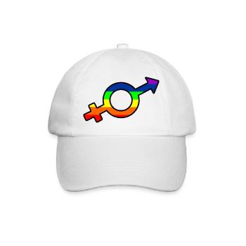 Gender-Transgender-Logo mit Regenbogen - Baseballkappe - Weiß/Weiß - Vorne