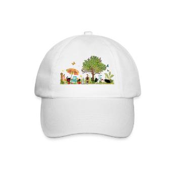 Colorful lush garden with black cats - Baseball Cap - white/white - Front