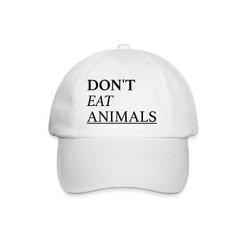 Don' eat animals - Iss keine Tiere - Baseballkappe - Weiß/Weiß - Vorne