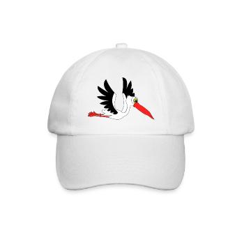 cigogne bébé naissance anniversaire enceinte hochet - Casquette classique - blanc/blanc - Devant