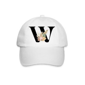 letter W flowers - Baseball Cap - white/white - Front
