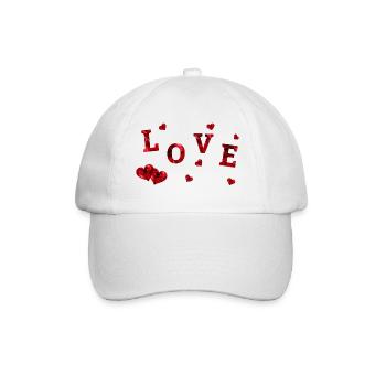 Love with big and small red hearts # - Baseball Cap - white/white - Front