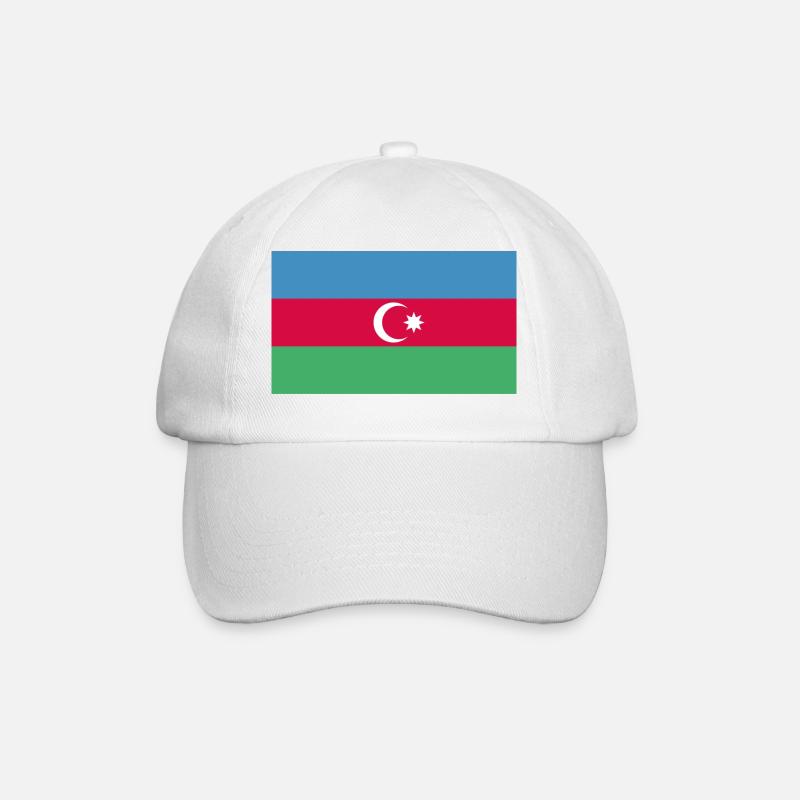 Aserbaidschan Flagge Bayrak - Baseballkappe - Weiß/Weiß