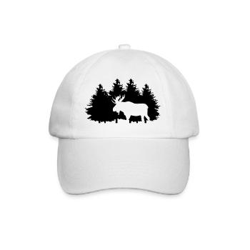 Elk in Forest - Baseballkappe - Weiß/Weiß - Vorne