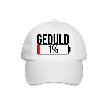 Geduld bei 1% - Witziges Geschenk - Baseballkappe - Weiß/Weiß - Vorne