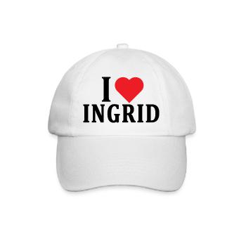 T-Shirt Ich liebe Ingrid T-Shirt Geschenkidee - Baseballkappe - Weiß/Weiß - Vorne
