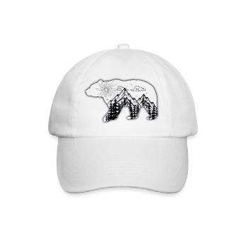 A bear in the middle of nature in the open air - Baseball Cap - white/white - Front