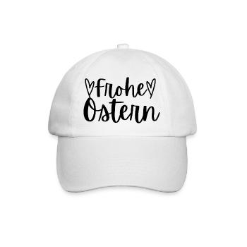 Frohe Ostern, Ostergruß mit Herzchen, Osterdesign - Baseballkappe - Weiß/Weiß - Vorne