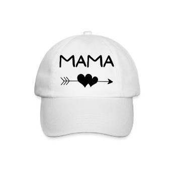Mama mit Herzpfeil, Mamaspruch, Mamadesign, Mutter - Baseballkappe - Weiß/Weiß - Vorne