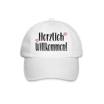 Herzlich Willkommen Sprüche - Geschenke - Baseballkappe - Weiß/Weiß - Vorne