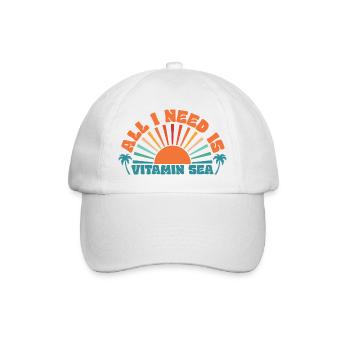 All I Need is Vitamin Sea, Sommer, Sonne, Strand - Baseballkappe - Weiß/Weiß - Vorne