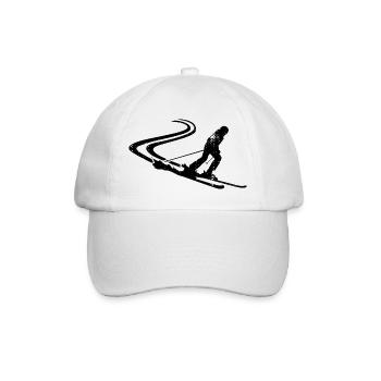 Skifahrer Zeichnung - Baseballkappe - Weiß/Weiß - Vorne