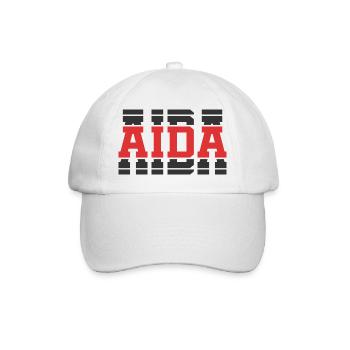 T-Shirt Aida T-Shirt Geschenkidee gestapelter Text - Baseballkappe - Weiß/Weiß - Vorne