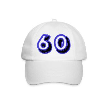 60. 60 YEARS. 60th ANNIVERSARY. 60TH BIRTHDAY. - Baseball Cap - white/white - Front