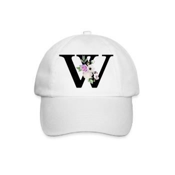 Purple floral w letter - Baseball Cap - white/white - Front