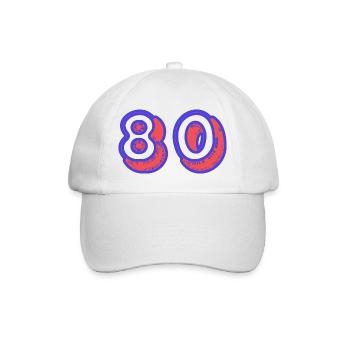 80. 80 JAHRE. 80-JÄHRIGES JUBILÄUM. 80. GEBURTSTAG. - Baseballkappe - Weiß/Weiß - Vorne