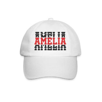 T-Shirt Amelia T-Shirt Geschenkidee gestapelter Text - Baseballkappe - Weiß/Weiß - Vorne