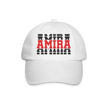 T-Shirt Amira T-Shirt Geschenkidee Gestapelter Text - Baseballkappe - Weiß/Weiß - Vorne