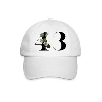 Numéro 43 floral vert - 43e anniversaire floral - Casquette classique - blanc/blanc - Devant
