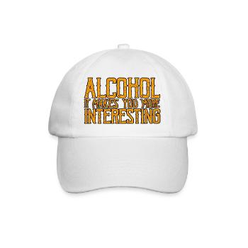 Alcohol, It Makes You More Interesting 3 - Baseballkappe - Weiß/Weiß - Vorne