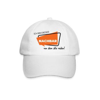 Ich bin dieser Nachbar von dem alle reden - Baseballkappe - Weiß/Weiß - Vorne