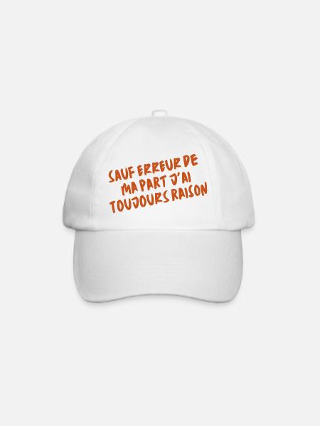 Sauf erreur jai toujours raison (1c) - Basebollkeps - vit/vit