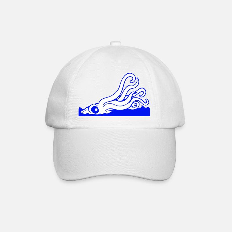 Krake Wasseroberfläche Tentakel Angriff Seemonster - Baseballkappe - Weiß/Weiß