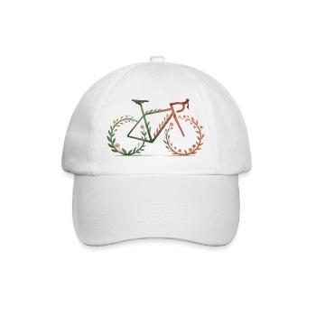 Floral Gravel Bike Silhouette T-Shirt - Baseball Cap - white/white - Front