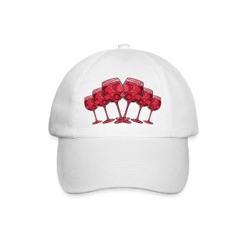 Weinglas Symbol Anstoßen - Baseballkappe - Weiß/Weiß - Vorne
