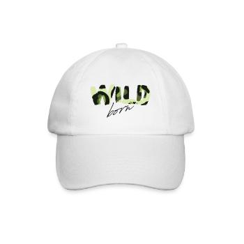 Camouflage Wild Born Text Logo - Baseball Cap - white/white - Front